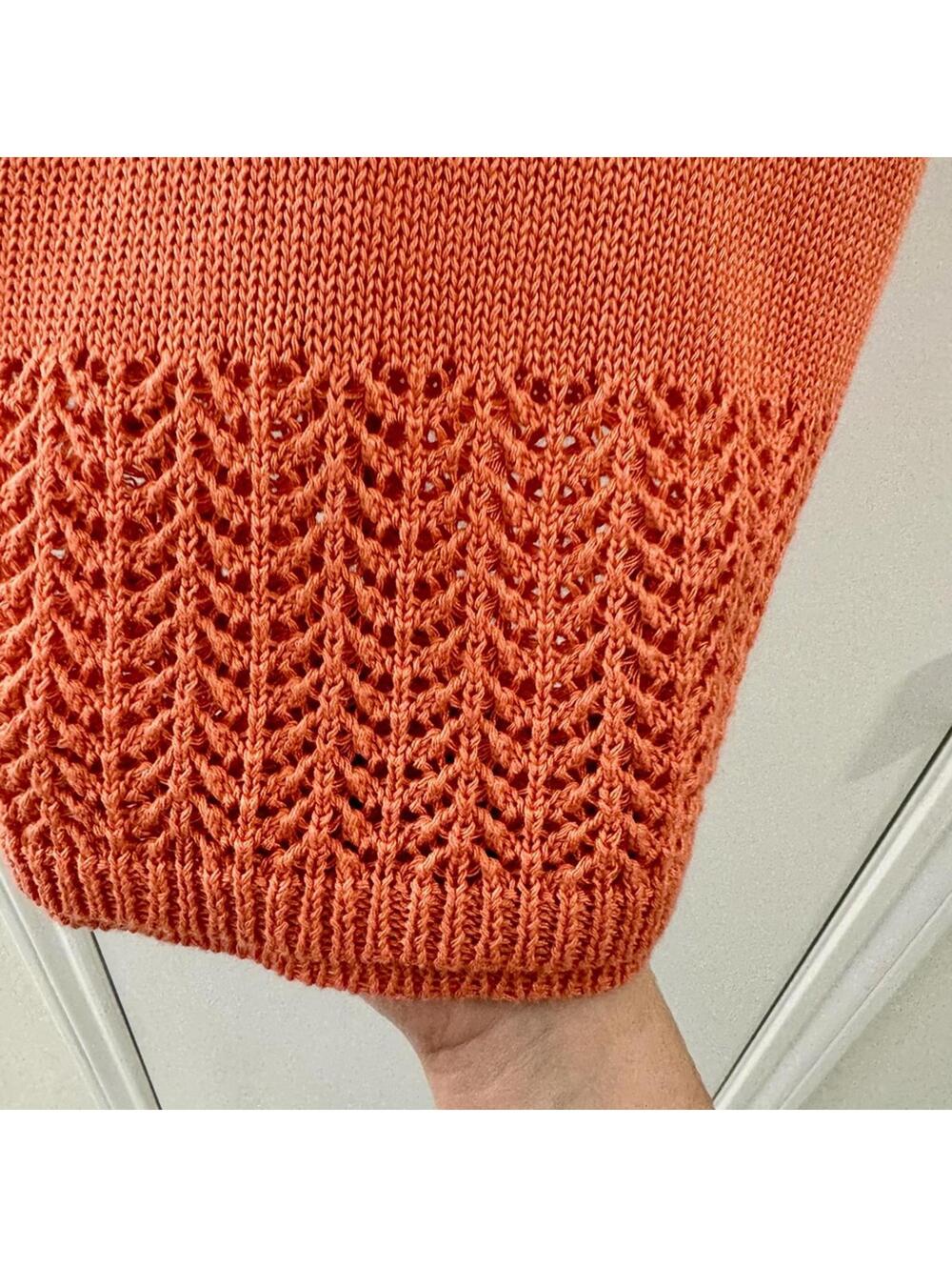 Vintage 70s Orange Crochet Knit Sweater Tank Top Boho Festival Vest PM - Picture 4 of 4
